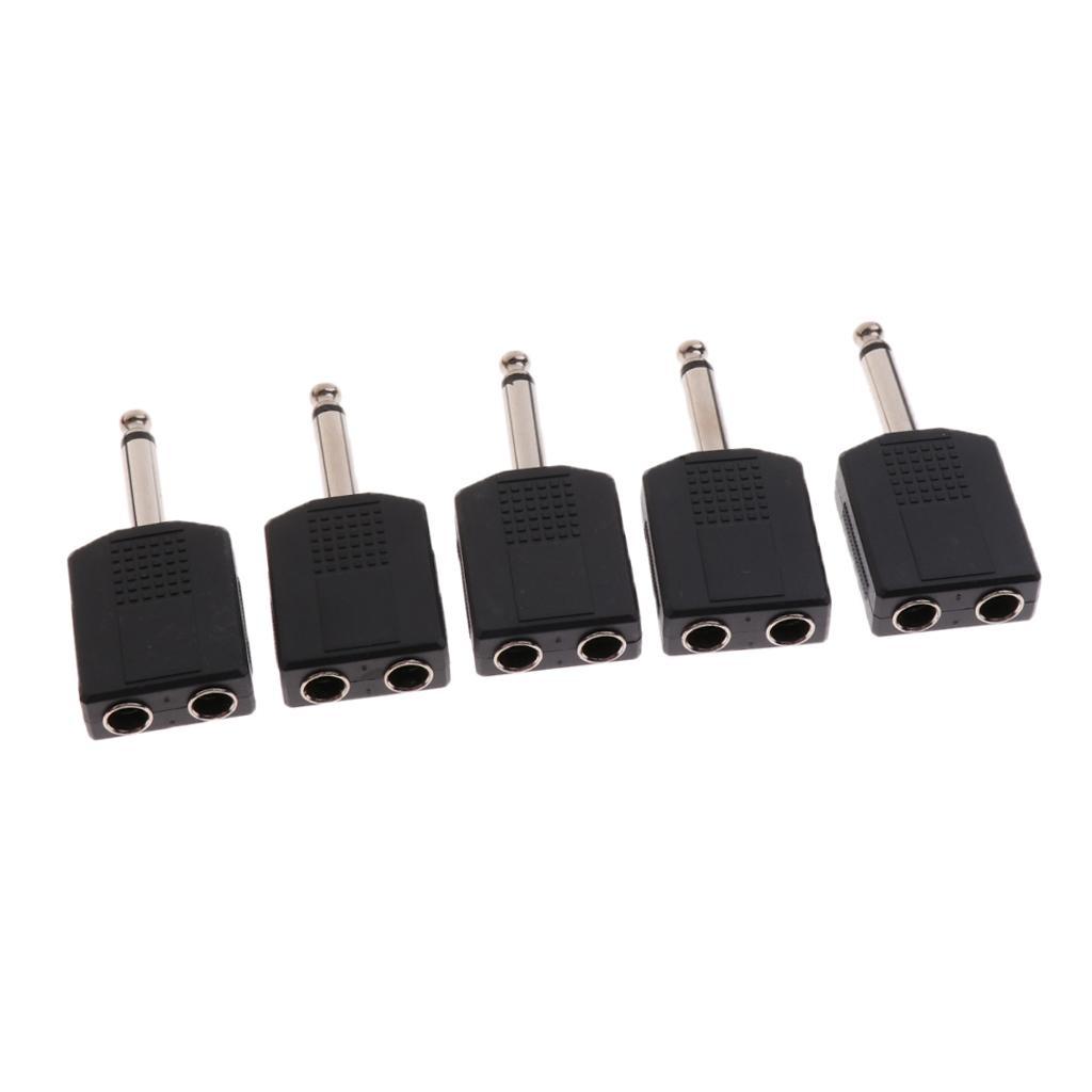 5Pcs 6.5mm/6.35mm Male to 2 Female Audio Adapter Y Splitter