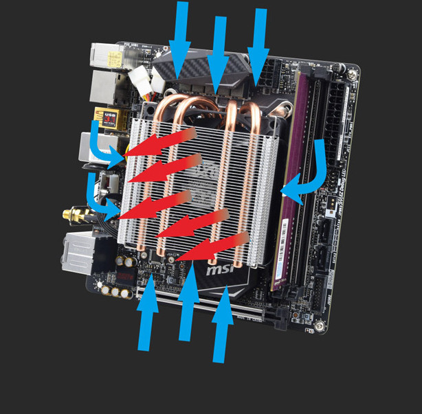 Quạt tản nhiệt CPU Z39itx thiết kế dạng topdown, tích hợp 4 ống đồng