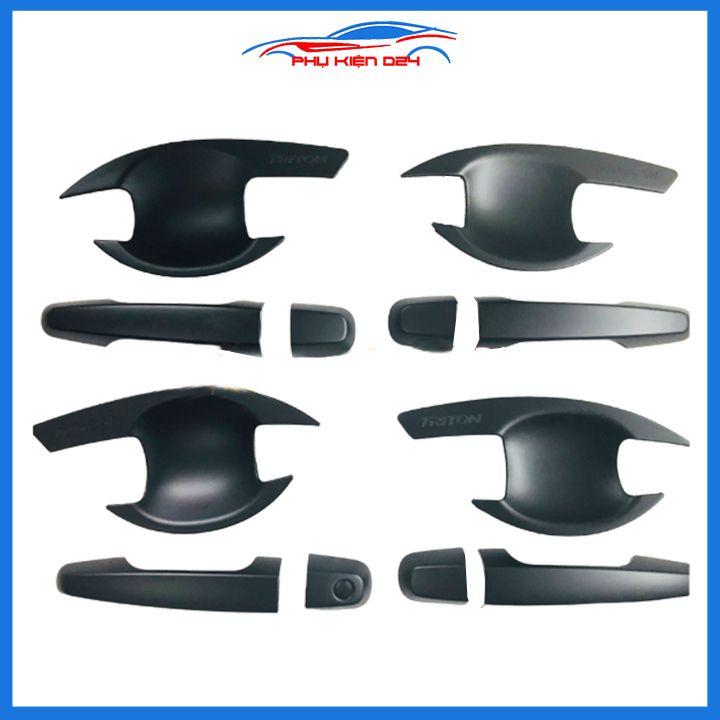 Ốp tay hõm nhựa đen/mạ crom Triton 2019-2020 sáng bóng chống trầy bảo vệ cửa xe ô tô