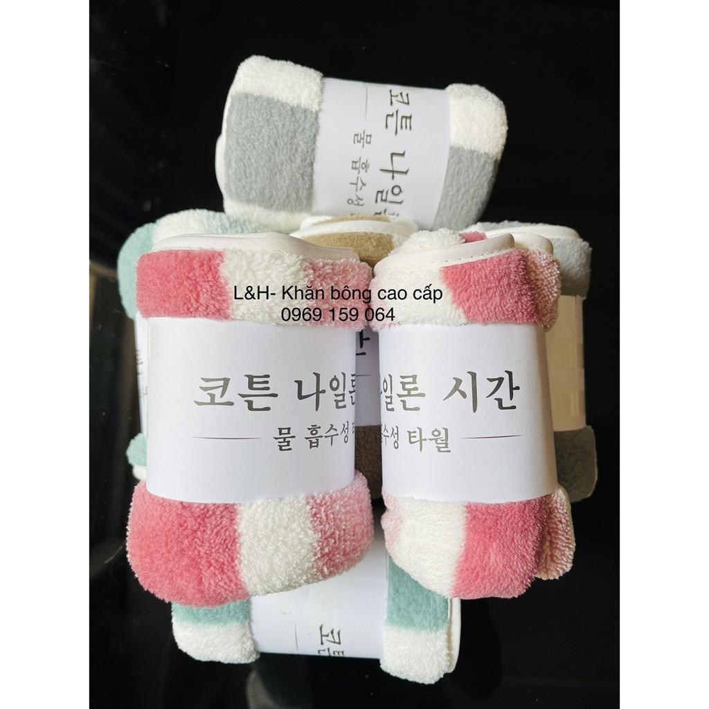 Khăn mặt lông cừu, kẻ mờ, KT 30x50cm