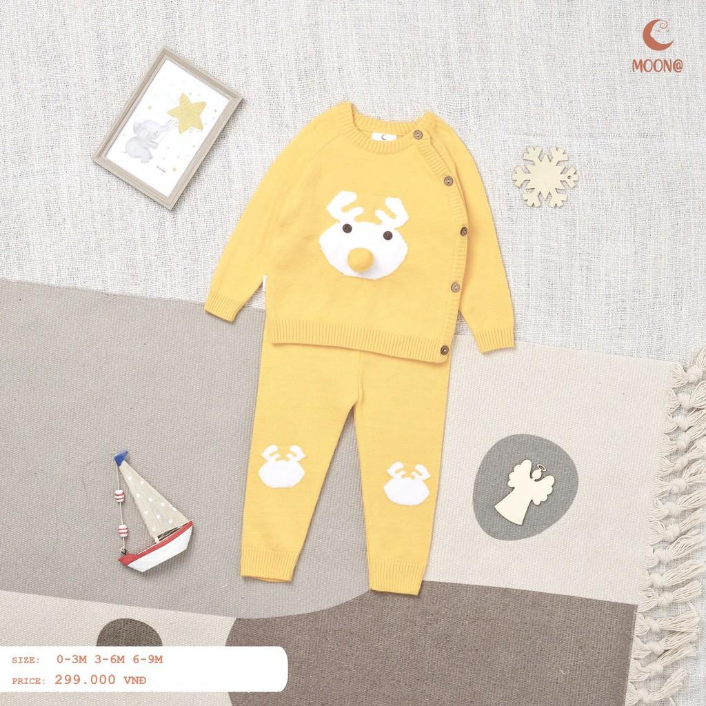 Bộ quần áo len lông cừu sơ sinh Moon size 0-9m