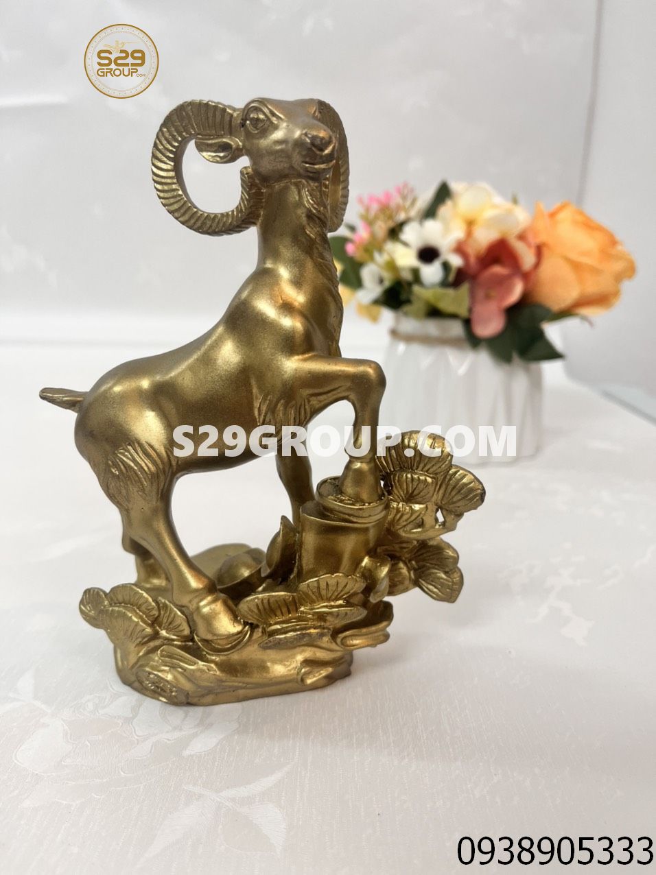 Tượng dê đứng bằng đồng nguyên chất cao 15cm