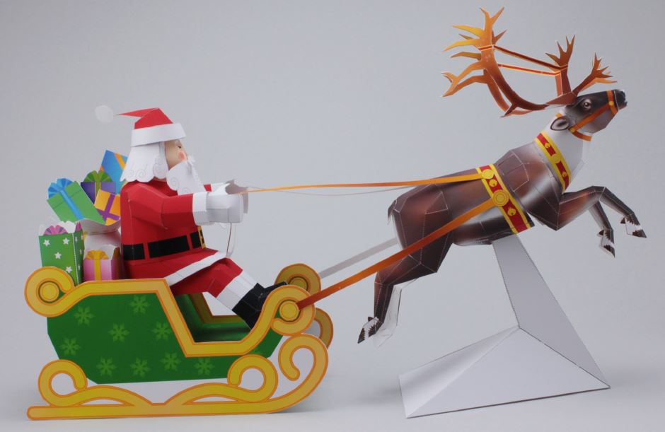 Mô hình giấy 3D Giáng sinh Ông già Noen Santa Claus Set mini