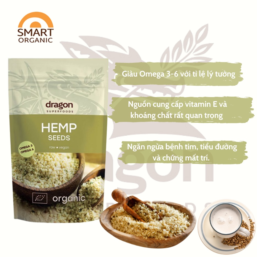 Hạt gai dầu hữu cơ Dragon superfoods organic Hemp seeds 200gr