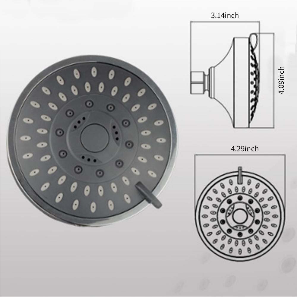 Đầu vòi sen áp suất cao 4 inch với 5 chế độ nước có thể diều chỉnh bằng Chrome đánh bóng