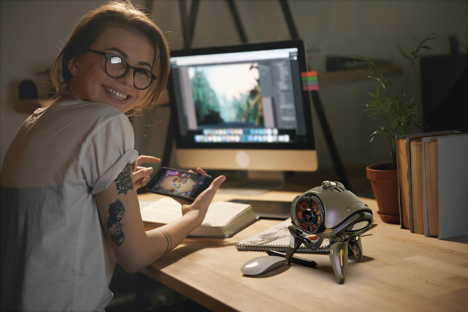 Robot chất lượng cao robot không dây bluetooth loa siêu loa siêu âm trung tâm âm nhạc âm thanh bao quanh tws tốt hơn cho máy tính tv caixa de som Color: Green