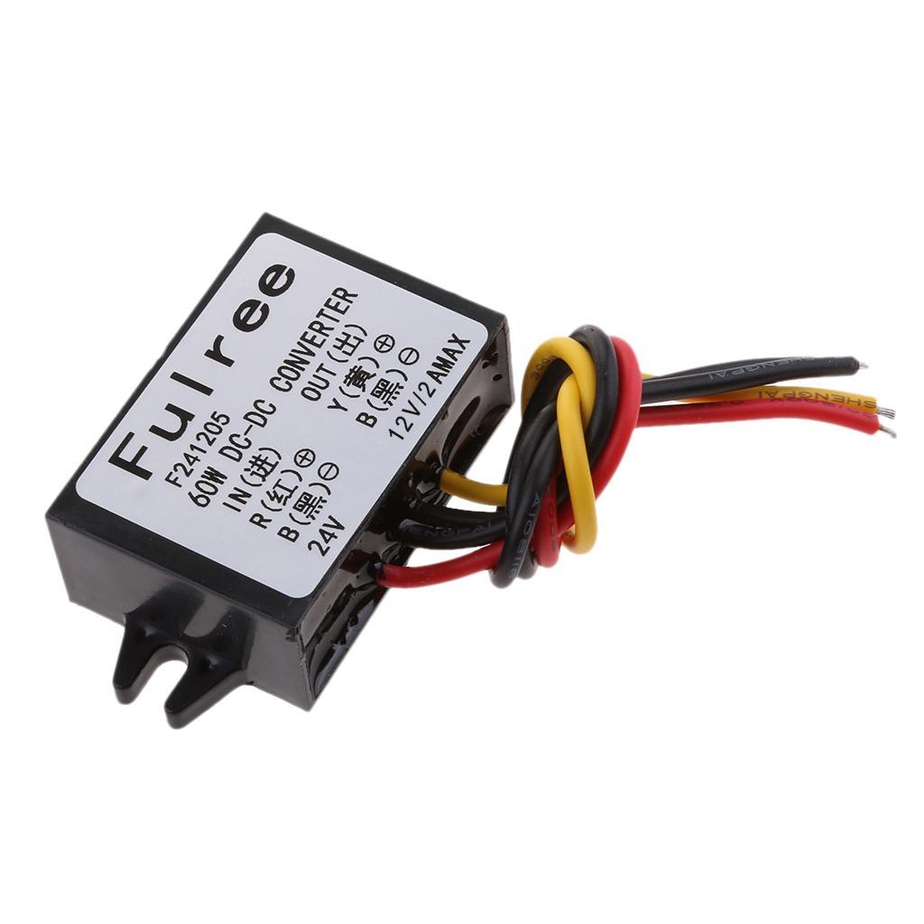 2-5pack DC Buck Voltage Converter 24V to 12V 2A Car Power Supply Module