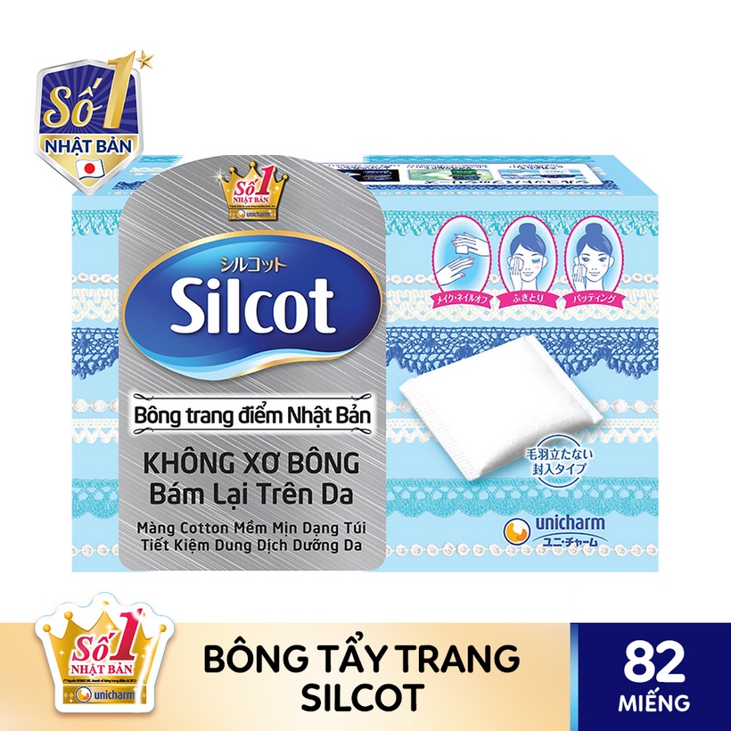 Bộ 5 Hộp bông trang điểm (Bông tẩy trang) Silcot 82 miếng/hộp