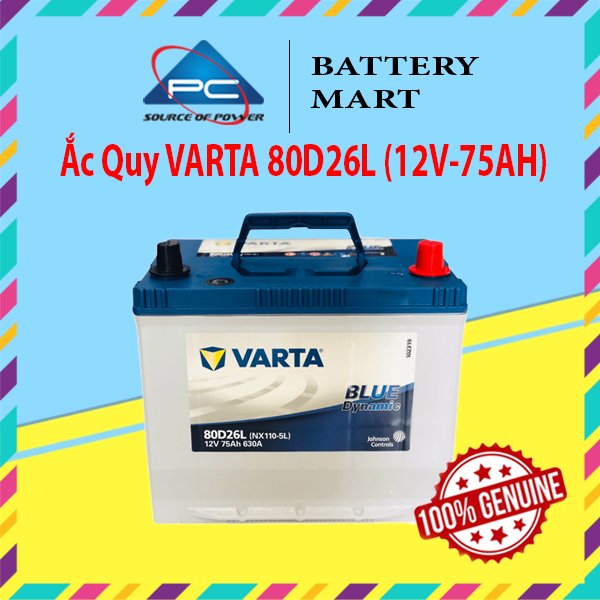 Bình Ắc Quy 12V-75AH,  Ắc Quy VARTA 80D26L/R