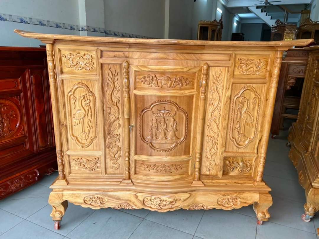 Tủ Thờ Gỗ Gõ 153cm Cánh Cong 0988587165