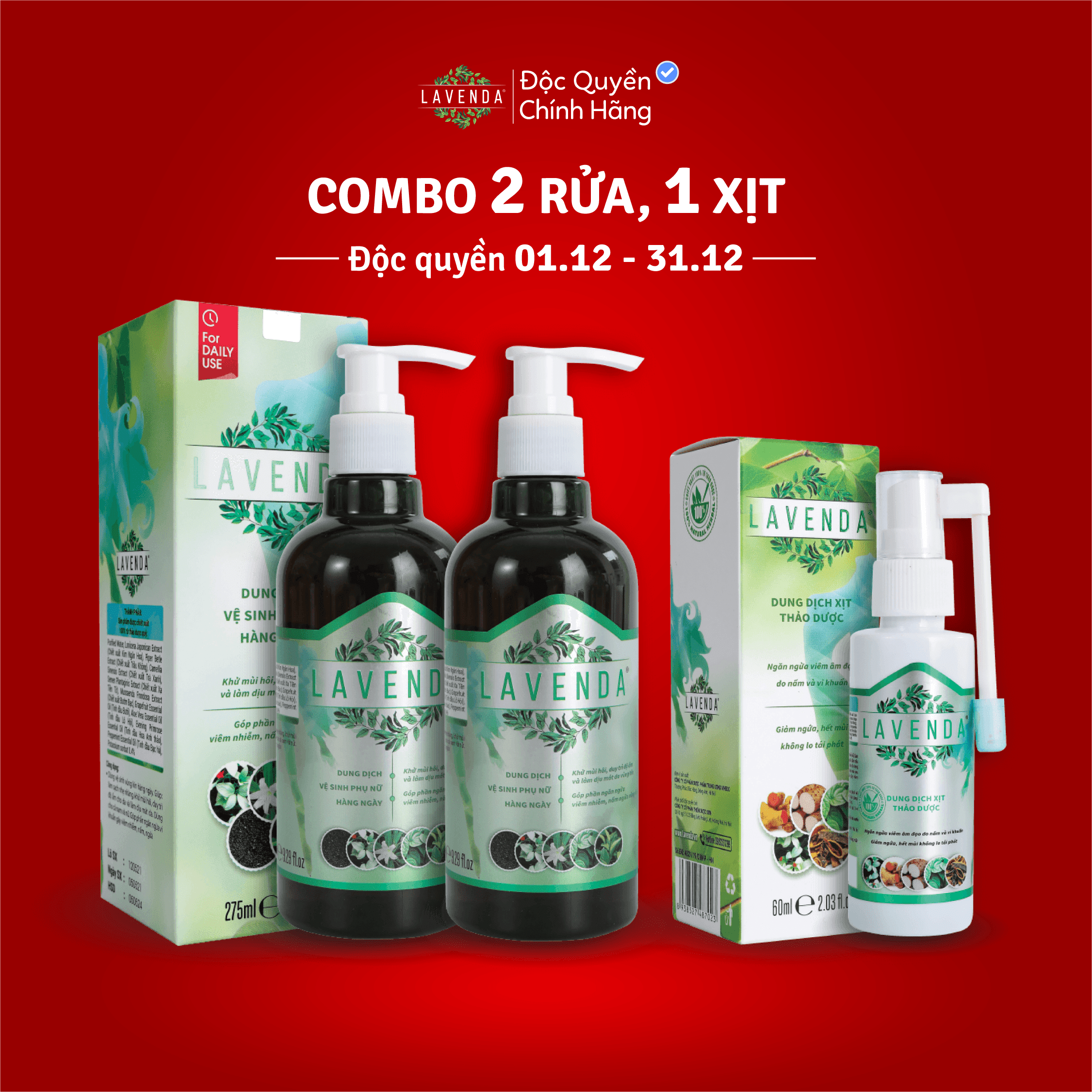 Combo khử nhanh Nấm ngứa, Khử mùi hôi, khí hư, Huyết trắng