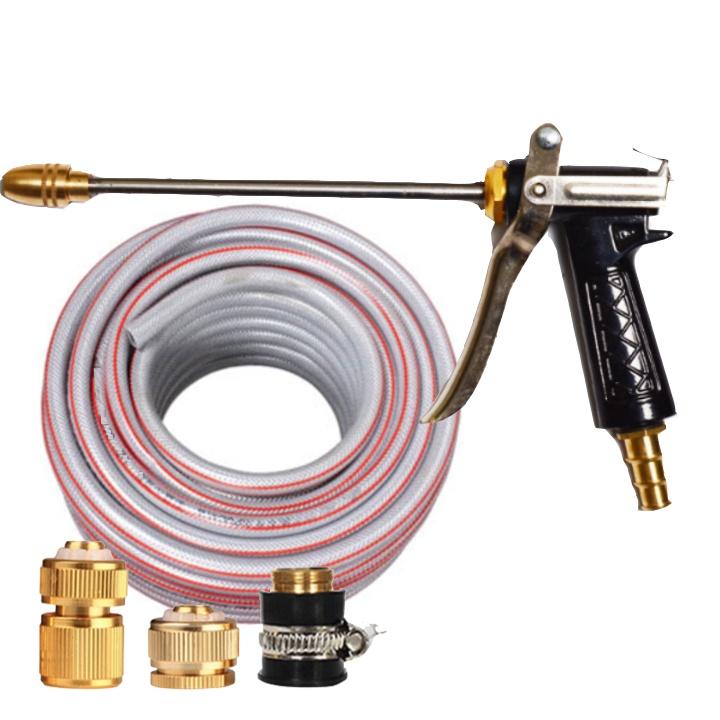 Rửa xe tưới cây Bộ dây và vòi xịt tăng áp lực nước 300% loại 30m cút đồng,nối đồng 206318