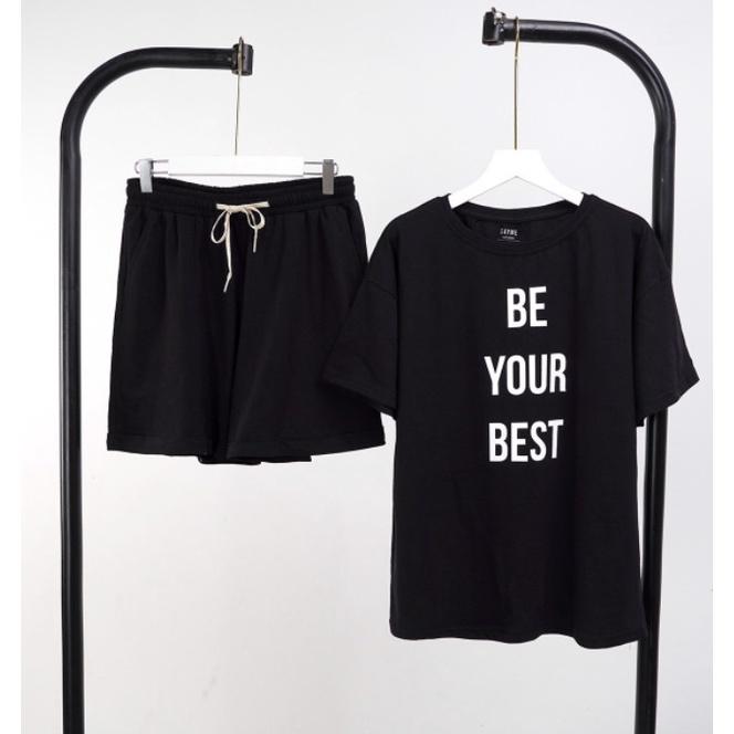 Bộ mặc nhà nữ SAYME bộ cộc ngắn tay mùa hè vải cotton thoáng mát co giãn BE YOUR BEST WBST0031