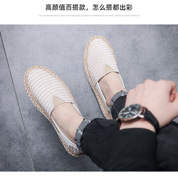 Slip on nam - Giày lười vải mẫu mới 2023 - Chất liệu vải bố sọc nhung, đế cao su bo viền đay cá tính - Mã 8922