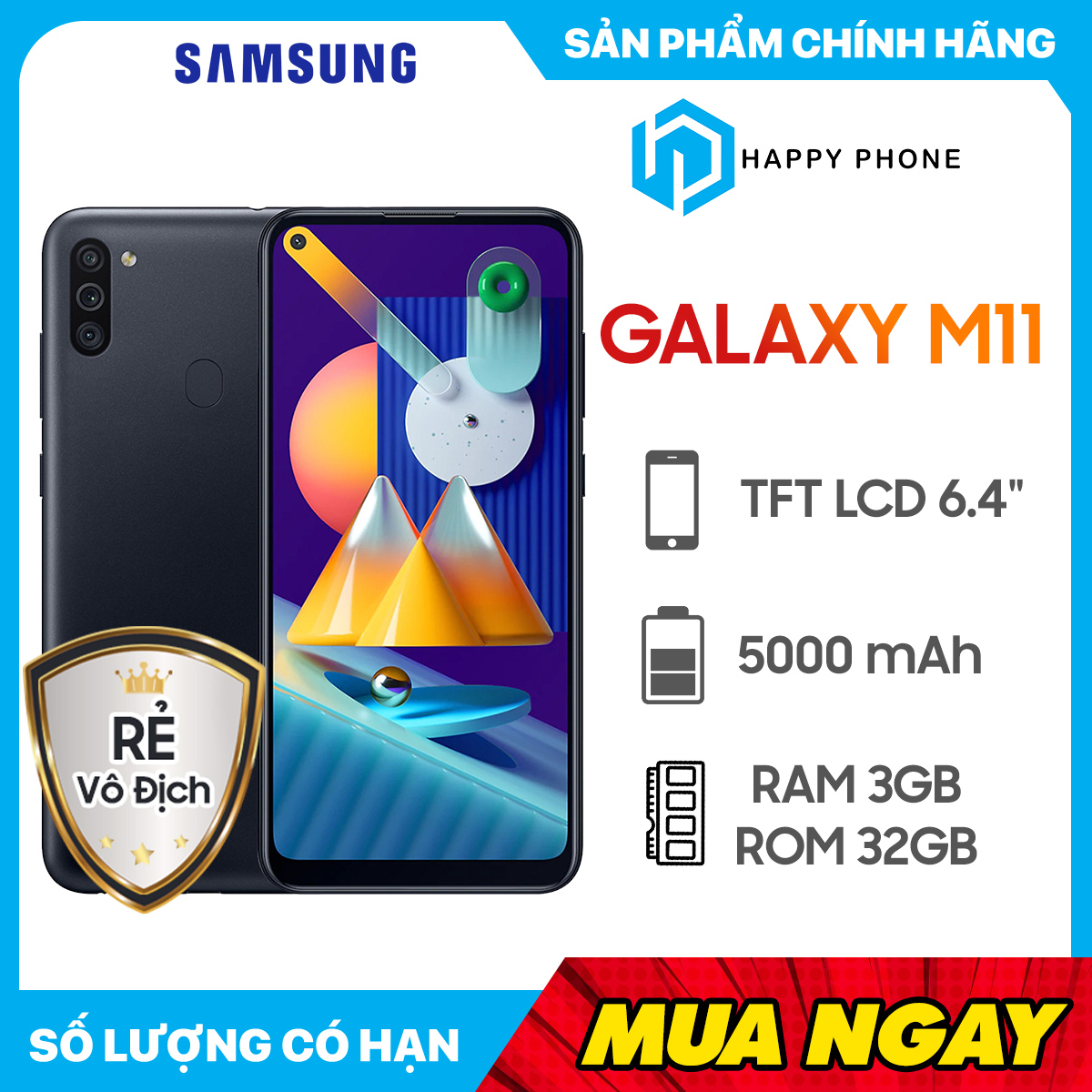 Điện Thoại Samsung Galaxy M11 (3GB/32GB) - Hàng Chính Hãng - Đã kích hoạt bảo hành điện tử