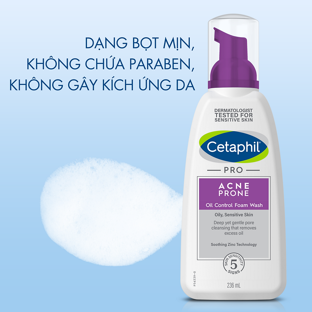Sữa Rửa Mặt Tạo Bọt Cho Da Nhờn Mụn Cetaphil Pro Acne Prone Oil Control Foam Wash 236ml