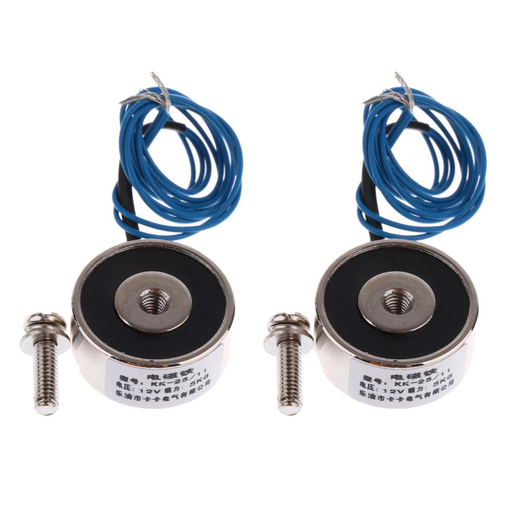 2Pcs DC 12V Ultrathin Sucker Electromagnet Lift Holding KK-25-11