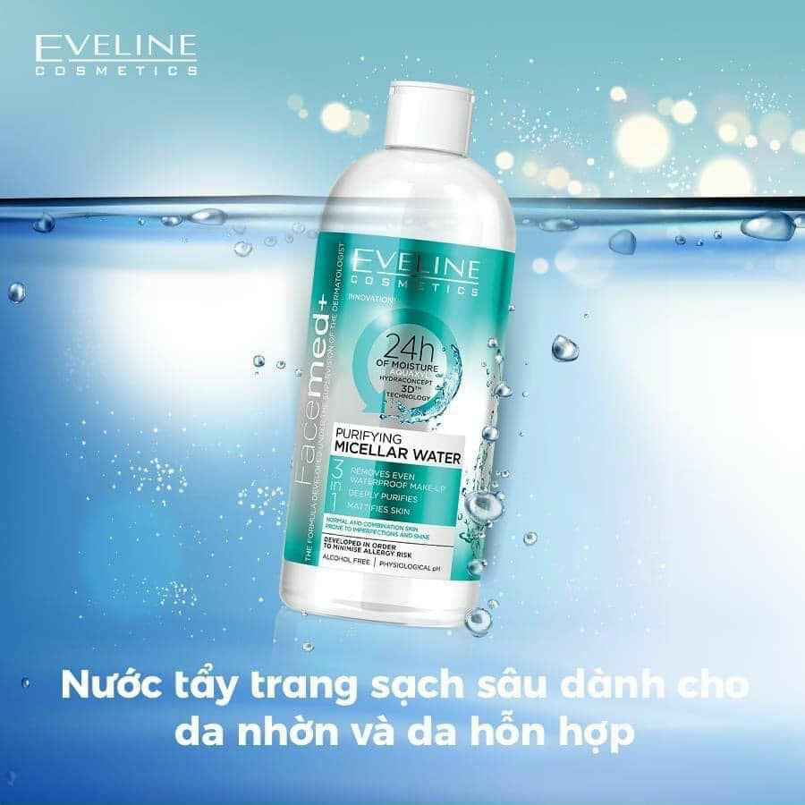 Nước tẩy trang Eveline Facemed+ sạch sâu 3 tác động Purifying