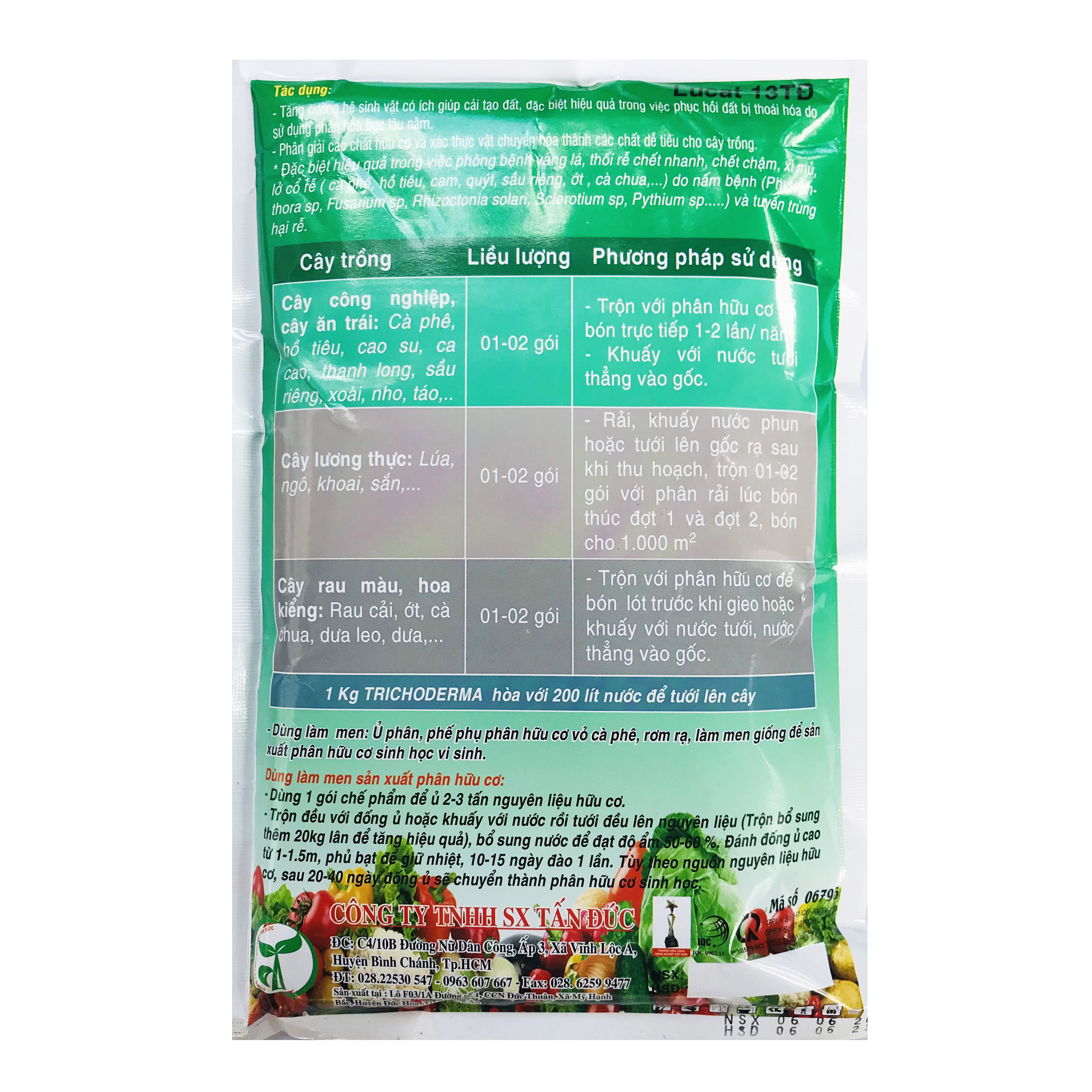 Gói 1kg Chế Phẩm Sinh Học Nấm Trichoderma đối kháng bệnh - Ủ phân vi sinh, phòng bệnh trị nấm cho cây trồng