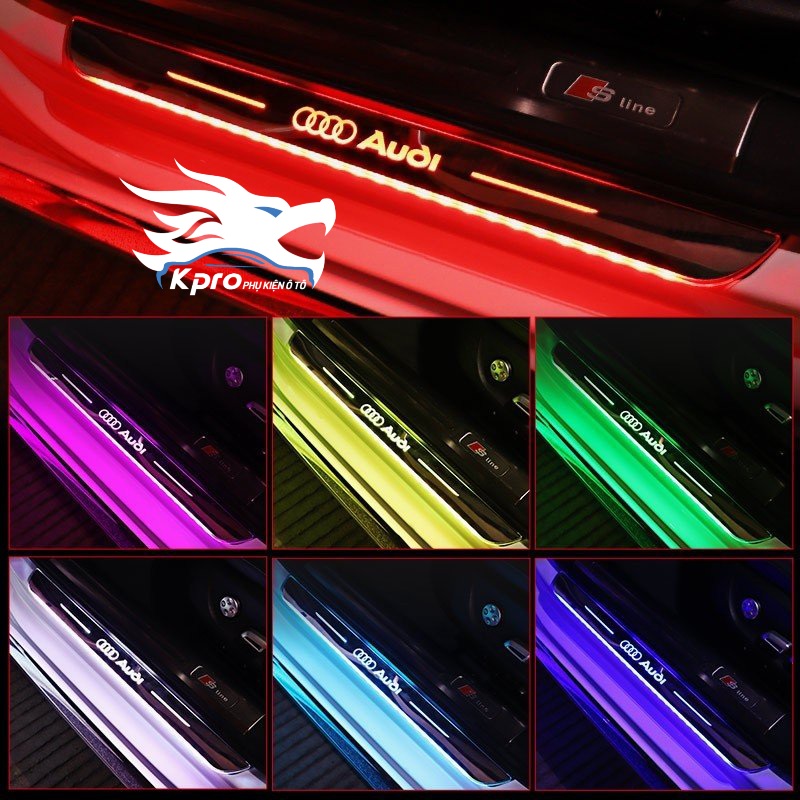 Bộ ốp chống trầy bậc bước cửa ô tô đèn led đổi màu siêu đẹp - Hàng Kpro chất lượng cao