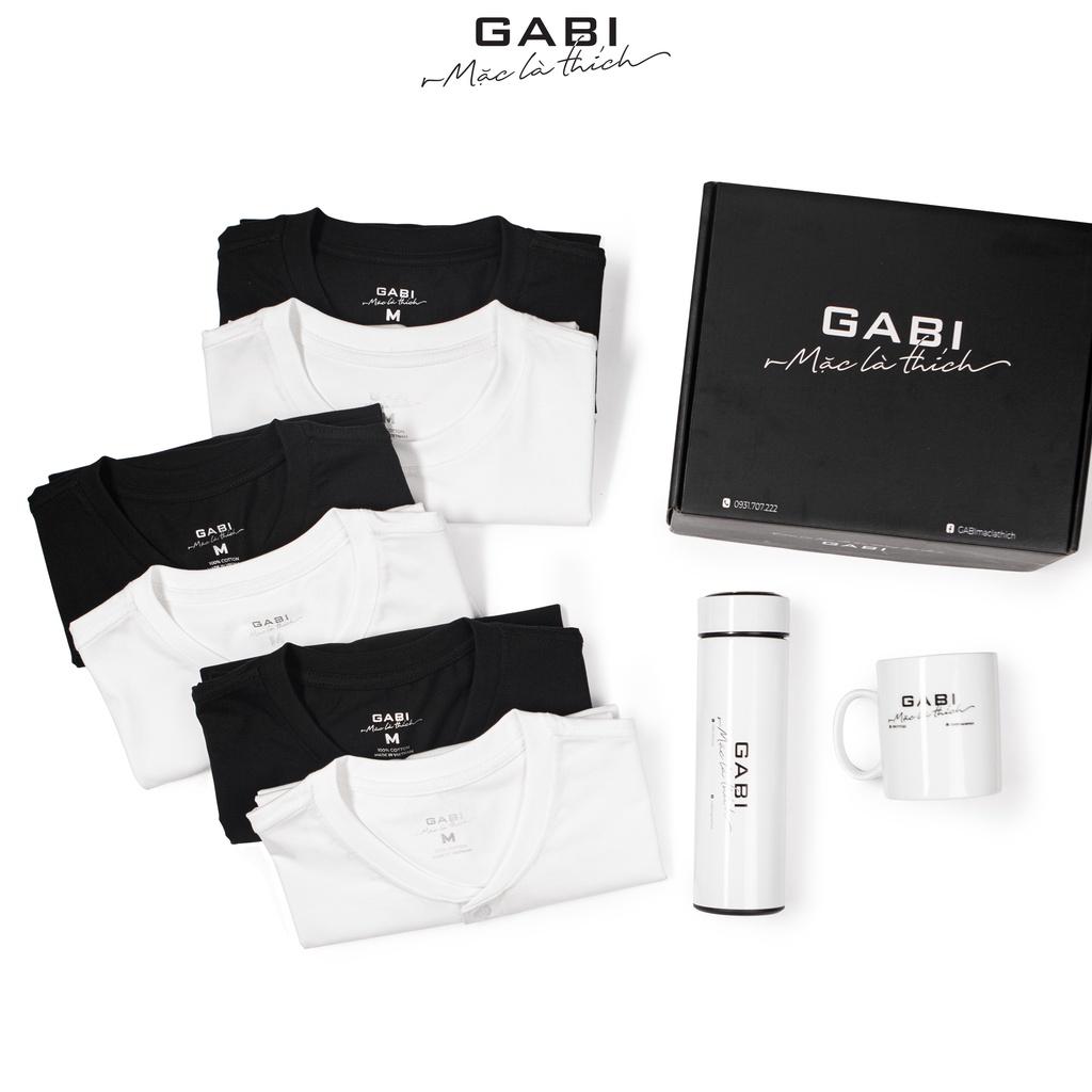Áo thun Nam cổ tròn GABI chất liệu cotton dày dặn, thấm hút mồ hôi tốt, màu đen trắng, form Regular phù hợp, lịch lãm
