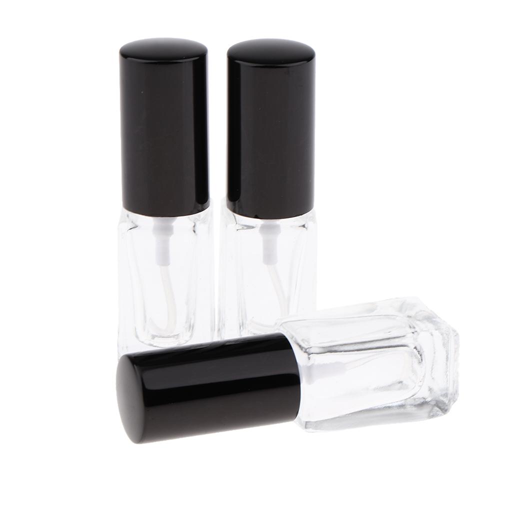 3x 3ml Empty Glass Spray Bottle Pump Fine Mist Perfume Atomiser Black Caps