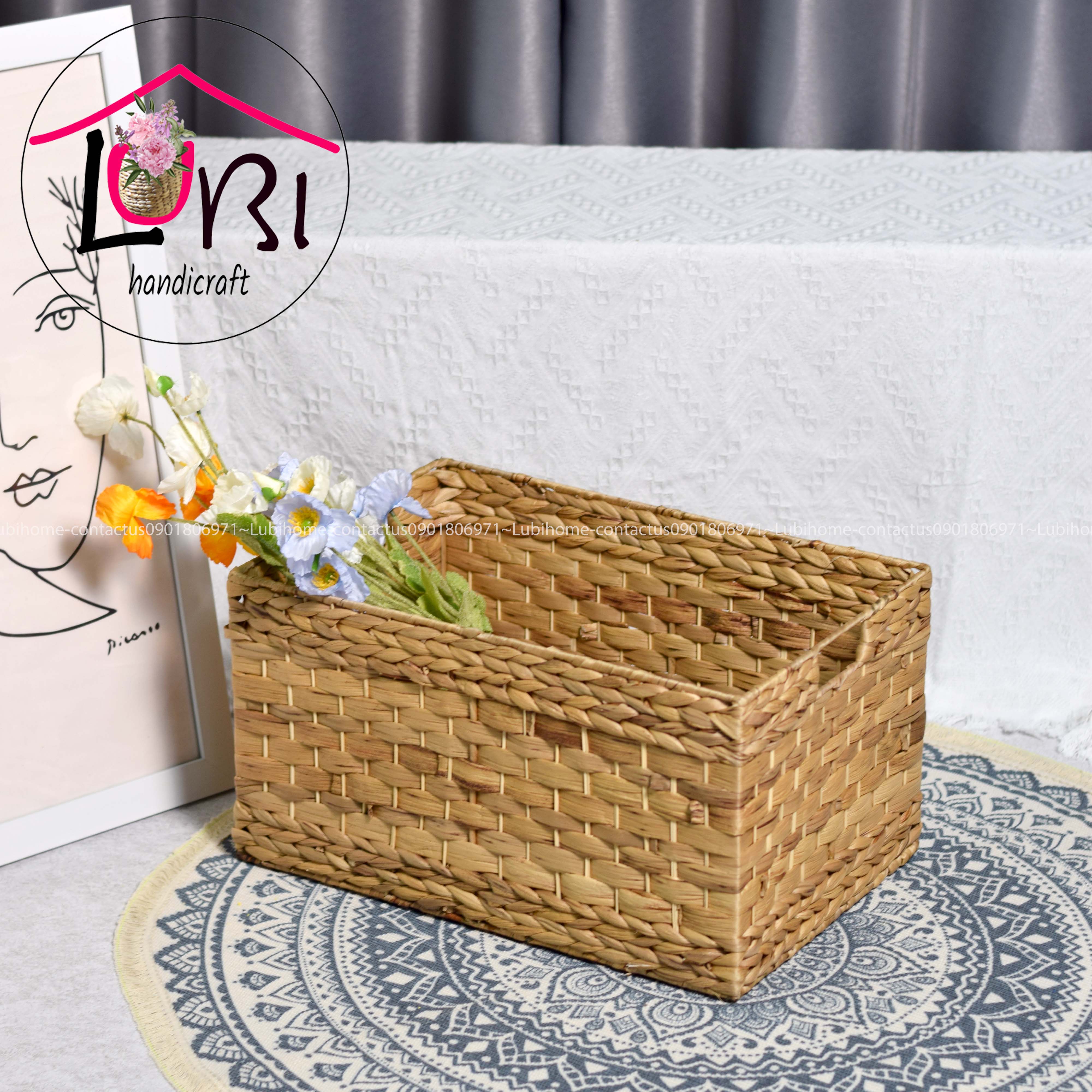 Lubihandicraft - Sọt đựng đồ lục bình hình chữ nhật bộ 3 - đơn giản, xinh xắn