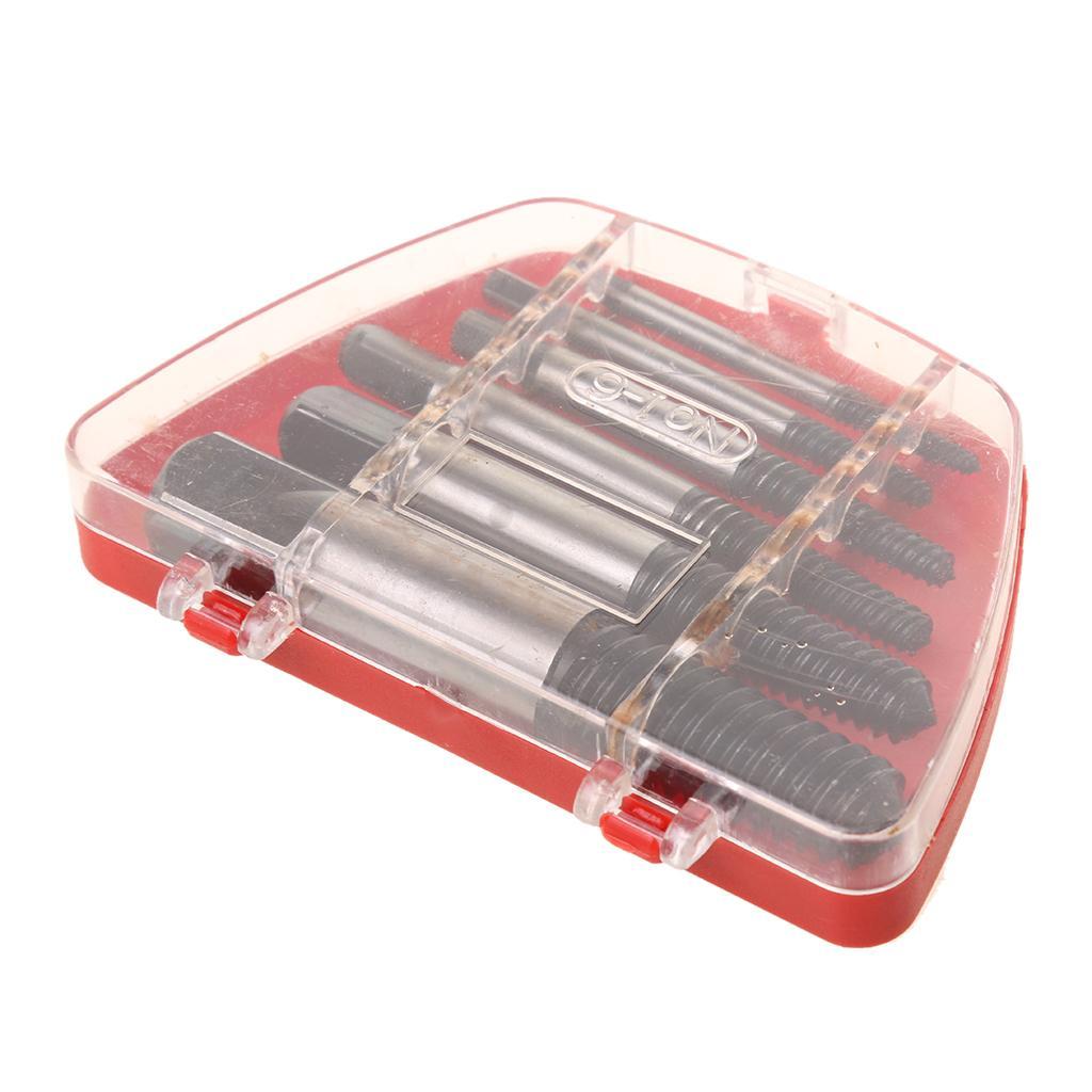 6x 4-25mm Small - Large Screw Extractor Set In Case Broken Stud Bolt Remover