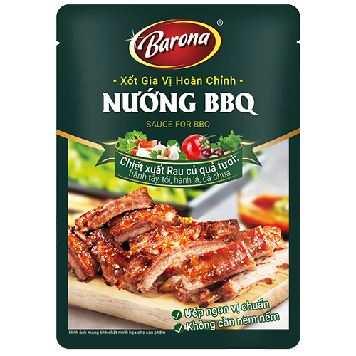 Combo 1 Gói Xốt Muối Kim Chi Hàn Quốc 180g &amp; 1 Gói Xốt Gia Vị Hoàn Chỉnh Barona Nướng BBQ 80g