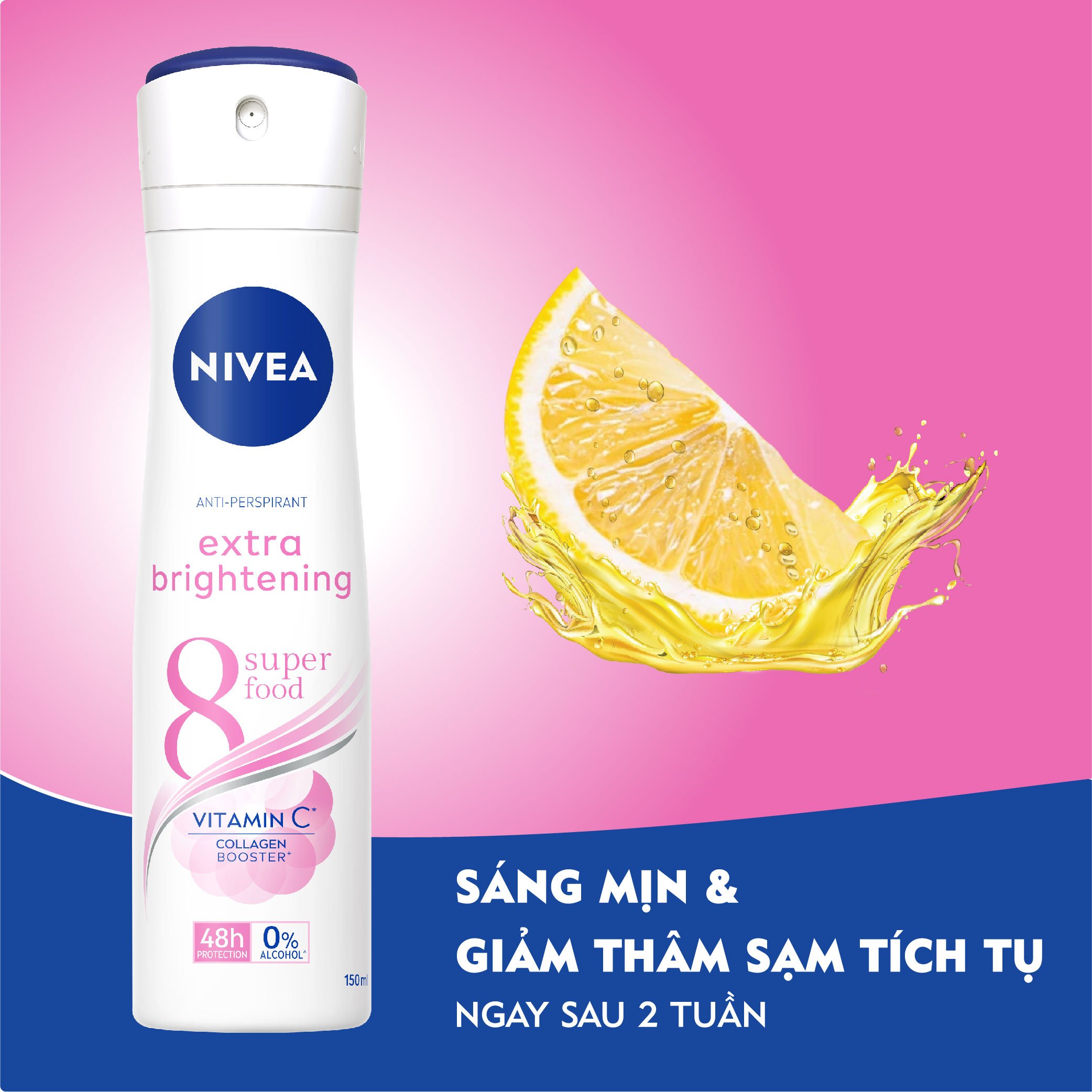 Bộ 2 Xịt Ngăn Mùi NIVEA Sáng Mịn Tối Ưu | Giảm Thâm Sạm | Vitamin C (150 ml) - 82967