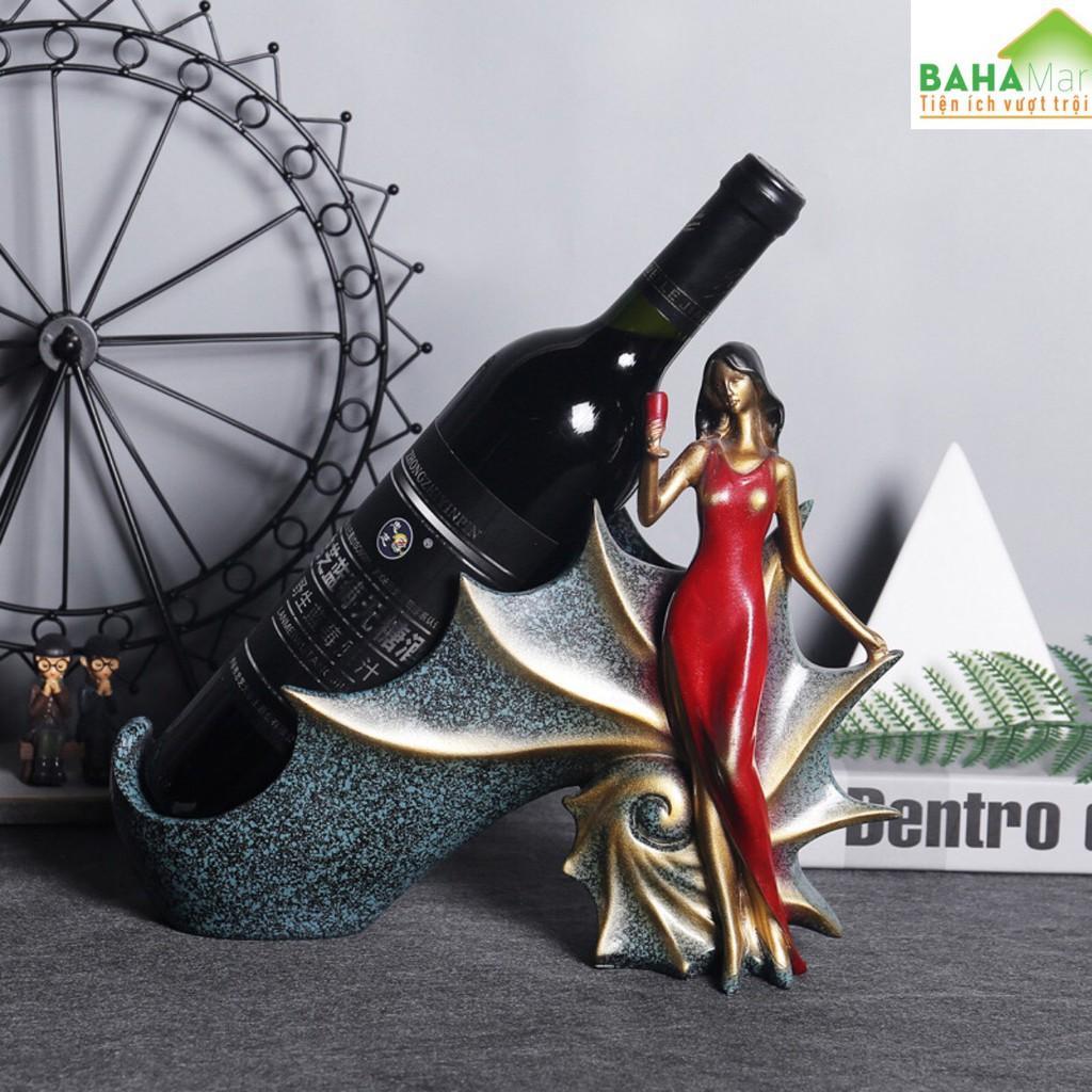 GIÁ ĐỂ CHAI VANG - TƯỢNG CÔ GÁI SAO BIỂN ĐỂ TỦ, BÀY BÀN TRANG TRÍ "BAHAMAR" thiết kế duyên dáng để đặt chai vang