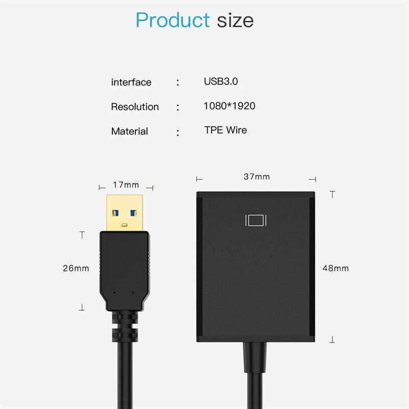 Bộ Chuyển Đổi Đồ Họa 1080P USB 3.0 Sang HDMI Cho Máy Tính/Laptop/Máy Chiếu/Video HDTV/HDMI Dùng Ngoài Windows 7/8/10 / Mac