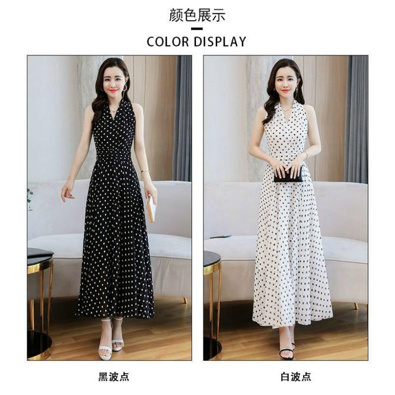 ĐẦM MAXI YẾM XÒE CHẤM BI