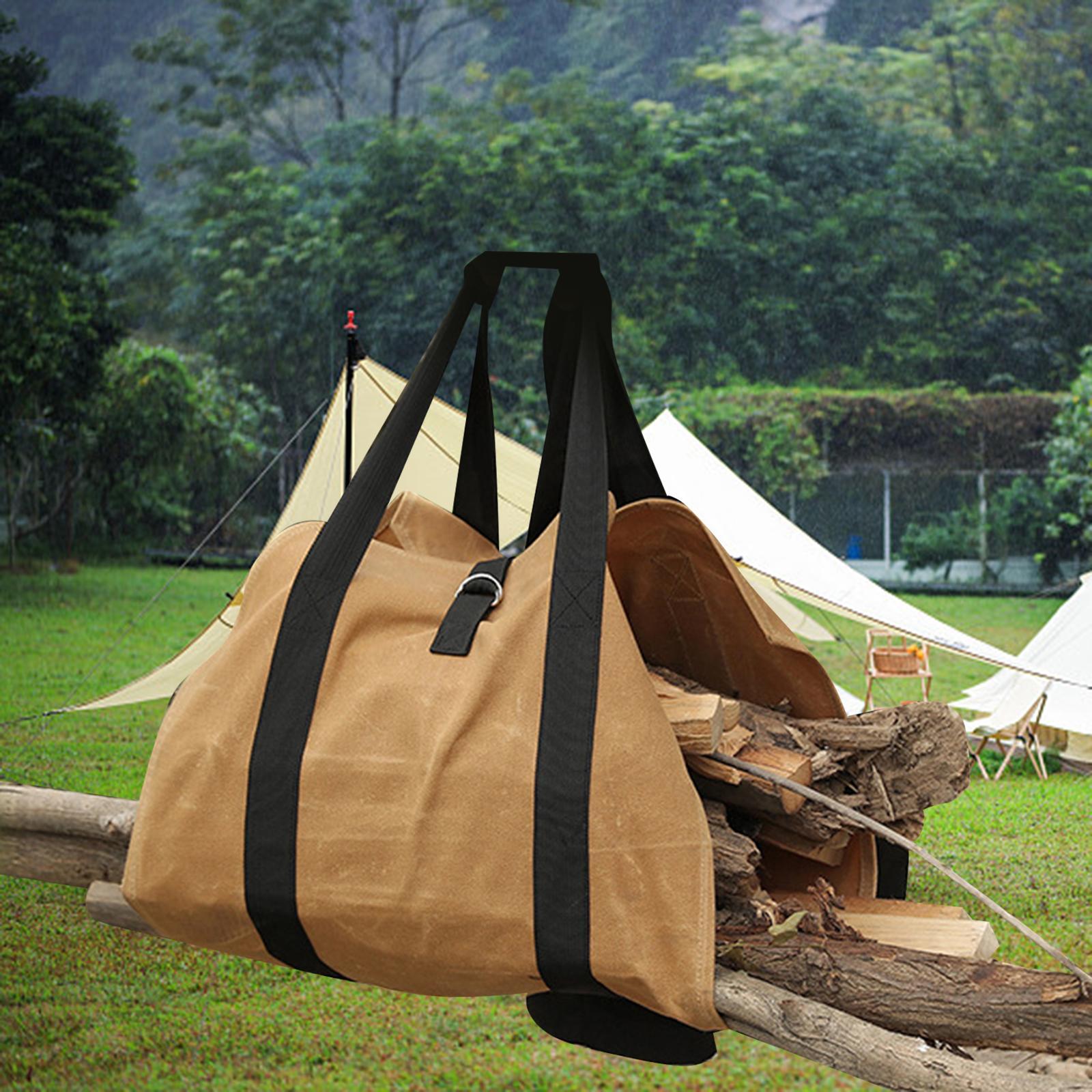 Firewood Carrier Wood Carrying Bag Fireplace Accessory with Handles Wood Basket Handbag Log Tote for Indoor Outdoor Hiking Camping Travel