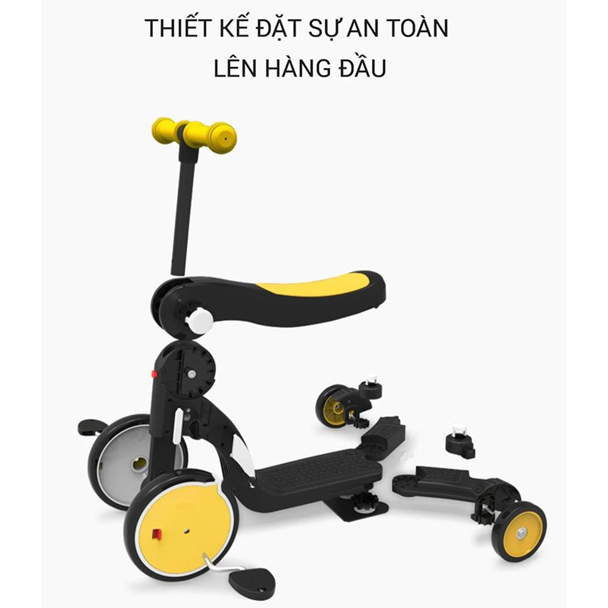 Xe Scooter Đa Năng 5 trong 1 cho bé 1-6 Tuổi S800 - Mầu Thiết Kế Mới Nhất 3 Màu Dễ Thương - Hàng Loại Tốt, Bền, Đẹp, Chắc Chắn - Phiển Bản Thường Và Phiên Bản Mới Kèm Cần Đẩy - Tặng Kèm 1 Bộ Máy Hút Ráy Tai Chuyên Dụng, An Toàn Cho Bé