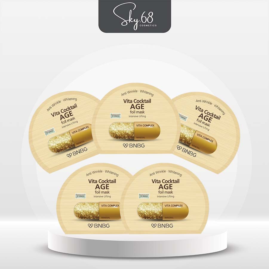 Combo 5 Mặt nạ dưỡng da giúp nâng cơ, chống lão hóa BNBG Vita Cocktail Age Foil Mask - Intensive Lifting 30ml x 5