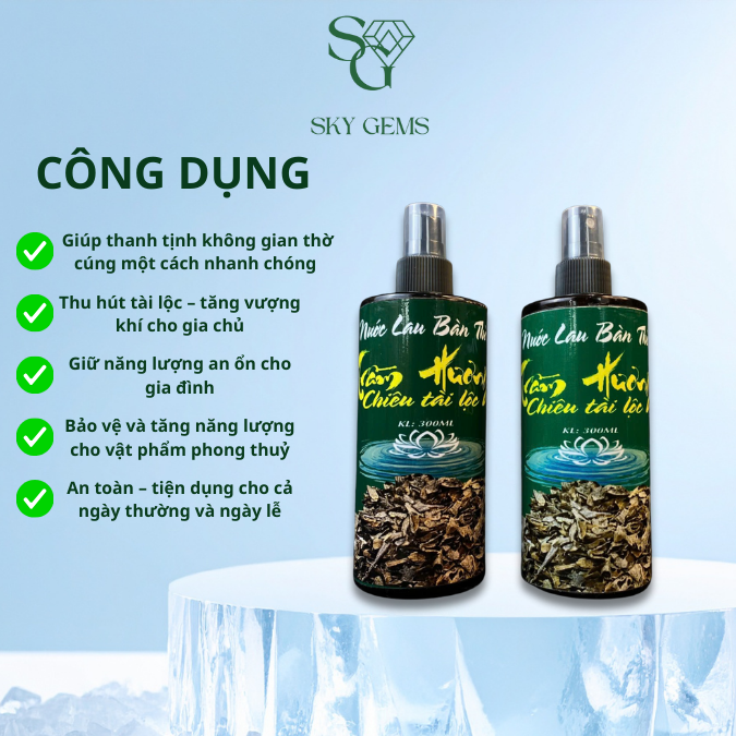Nước Lau Ban Thờ Trầm Hương Cao Cấp – Nước Cất Tinh Khiết – Làm Sạch, Thanh Tịnh, Khử Mùi