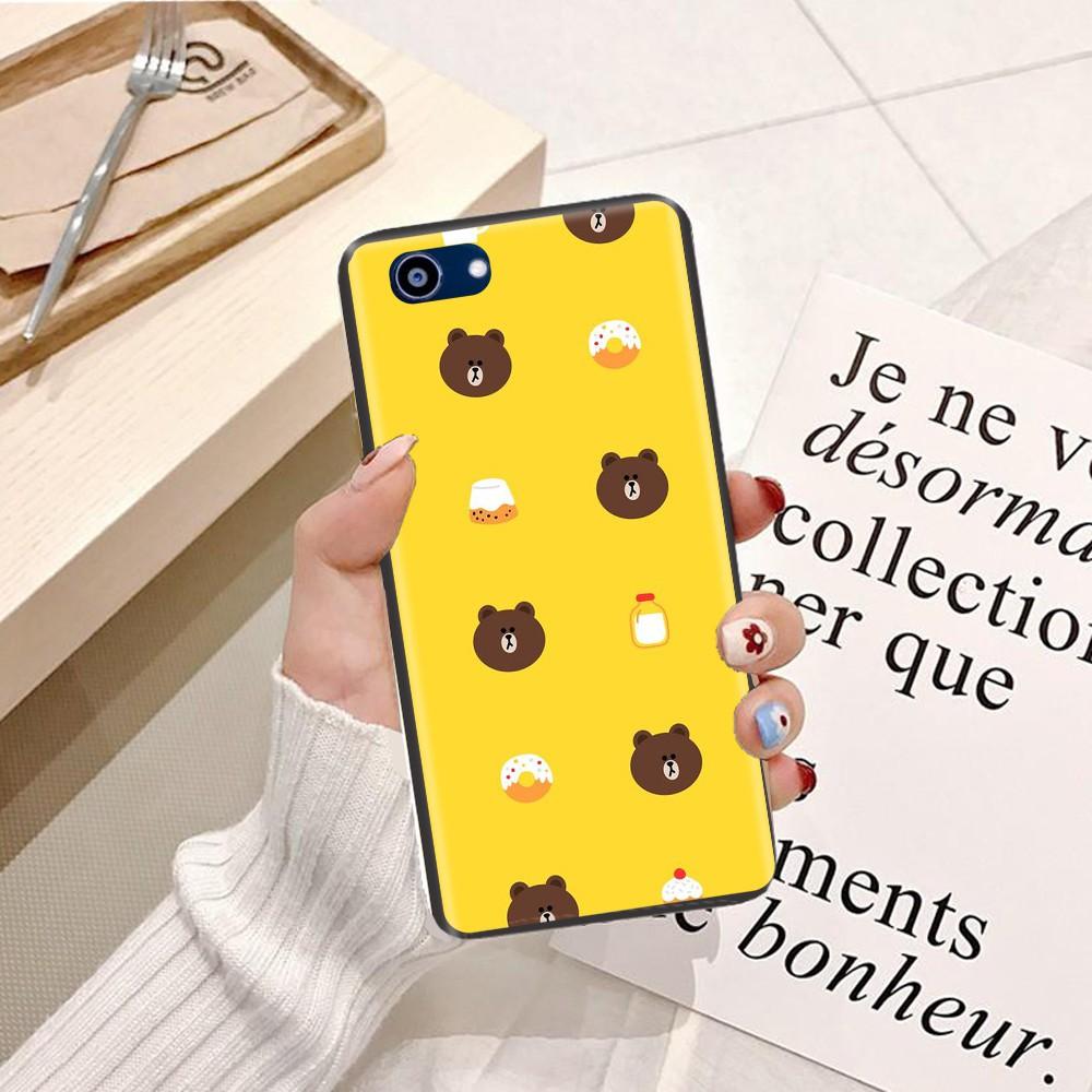 Ốp lưng dành cho điện thoại Oppo A7 Viền dẻo TPU hình Gấu Nâu Cute