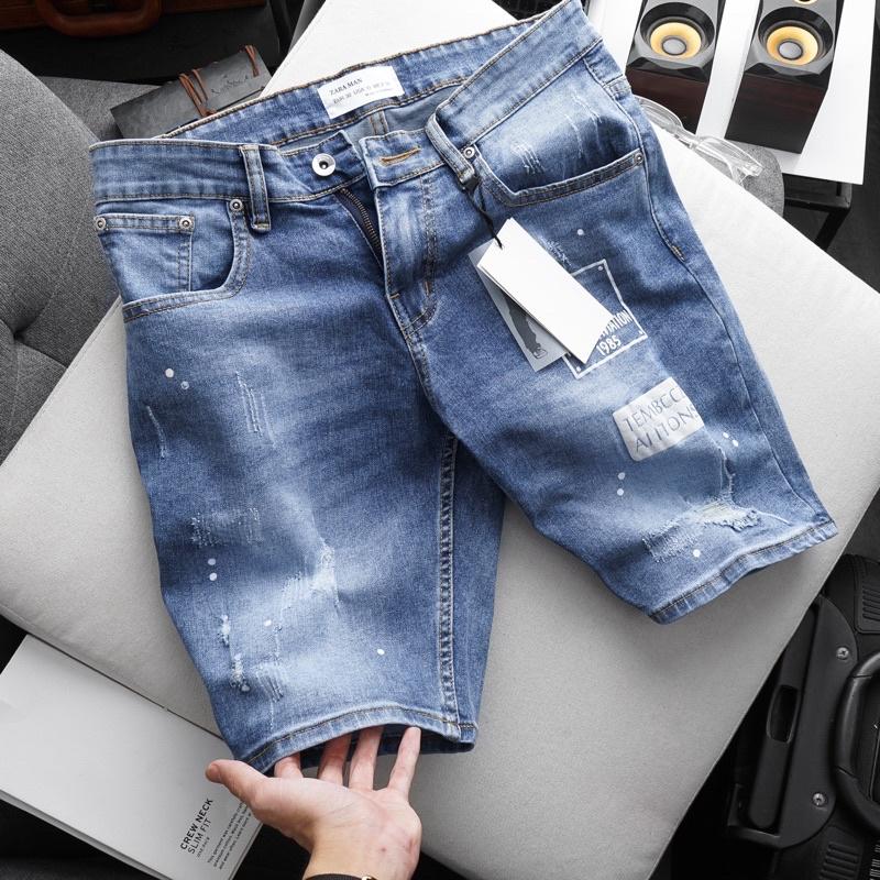 Quần short jean nam xuất xịn màu trơn co giãn chất đẹp