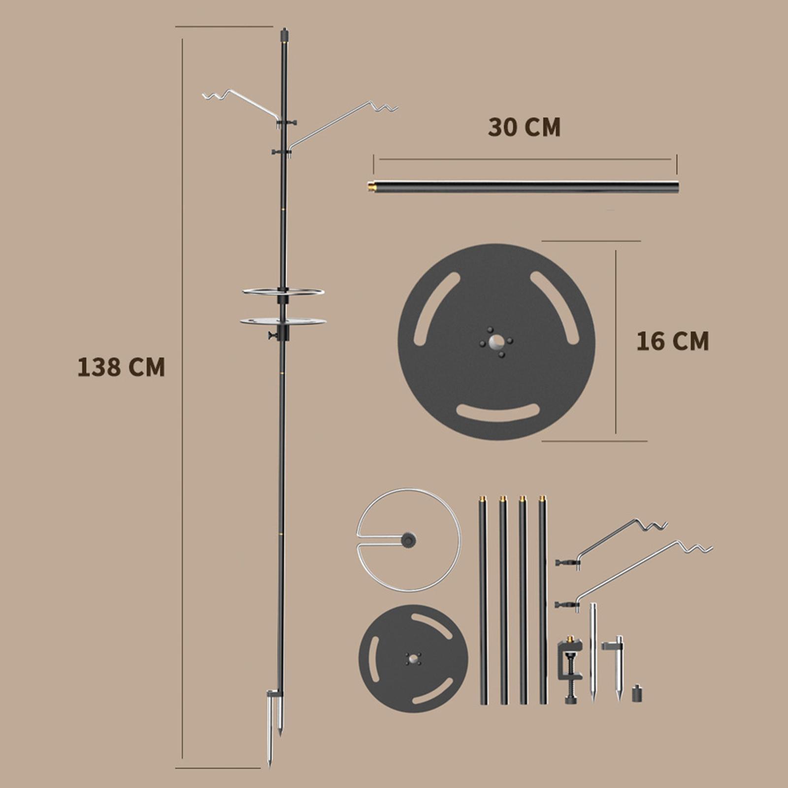 Camping Lantern Stand, Lantern Pole Hanger, Detachable Adjustable Light Holder, Camping Light Pole, for Fishing BBQ Backpacking Traveling Garden