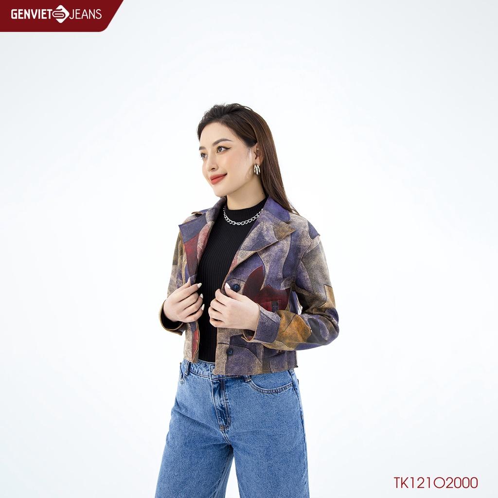 Áo Khoác Nữ Da Lộn Họa Tiết GENVIET TK121O2000
