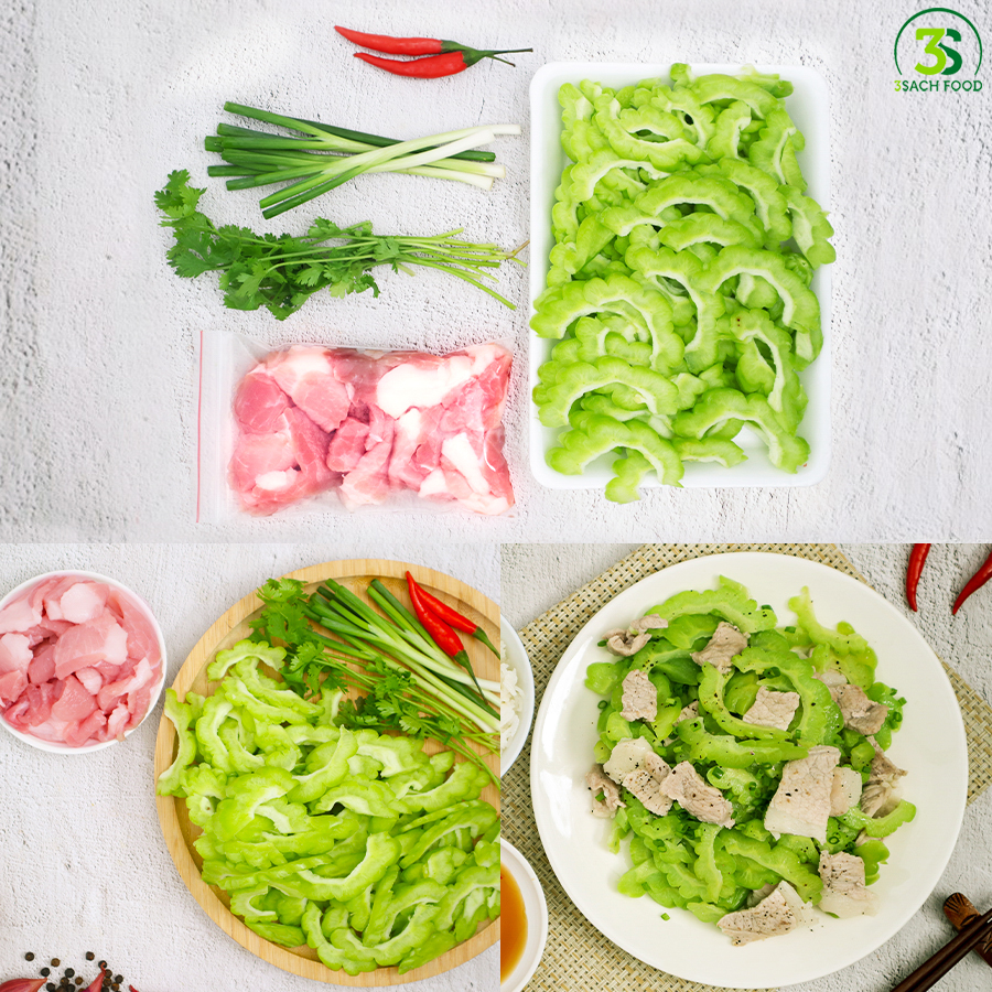 Khổ qua xào thịt 3S khay 500gr - Nguyên liệu đã được sơ chế