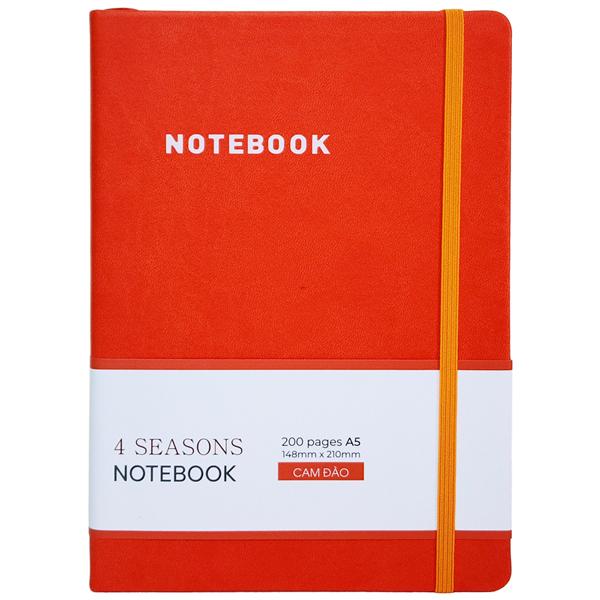 Sổ Bìa Da A5 - Kẻ Ngang 200 Trang 80gsm - 4 Seasons - The Sun 03 - Màu Cam Đào