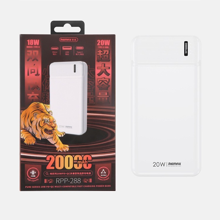 Pin Sạc Dự Phòng 20.000Mah Sạc Nhanh 20Ư( PD+QC) Remax Rpp-288 -Hàng Chính Hãng Random Màu