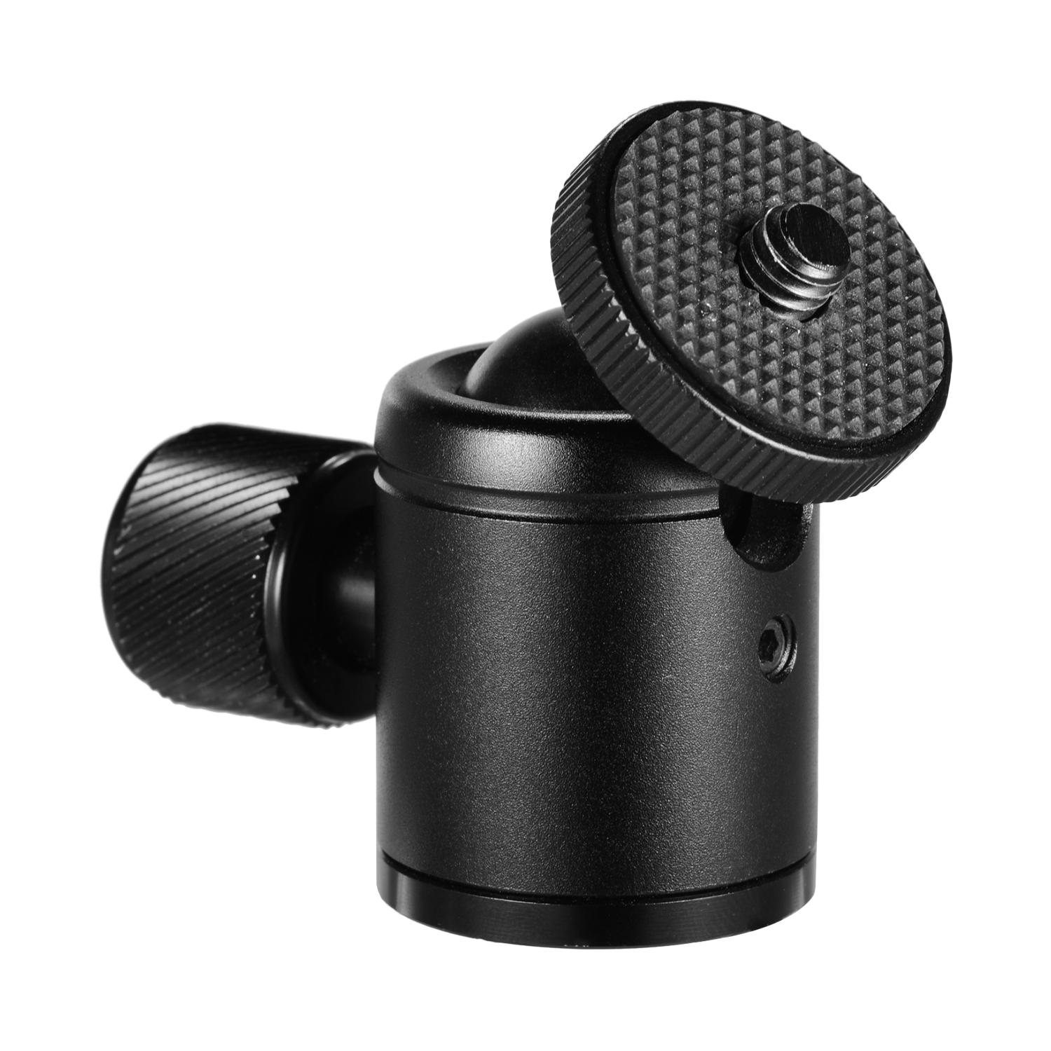 Mini Metal Tripod Head Adapter Ball Head Aluminum Alloy with 1/4 Inch Screw and 3/8 Inch Screw Hole for Mobile Phone