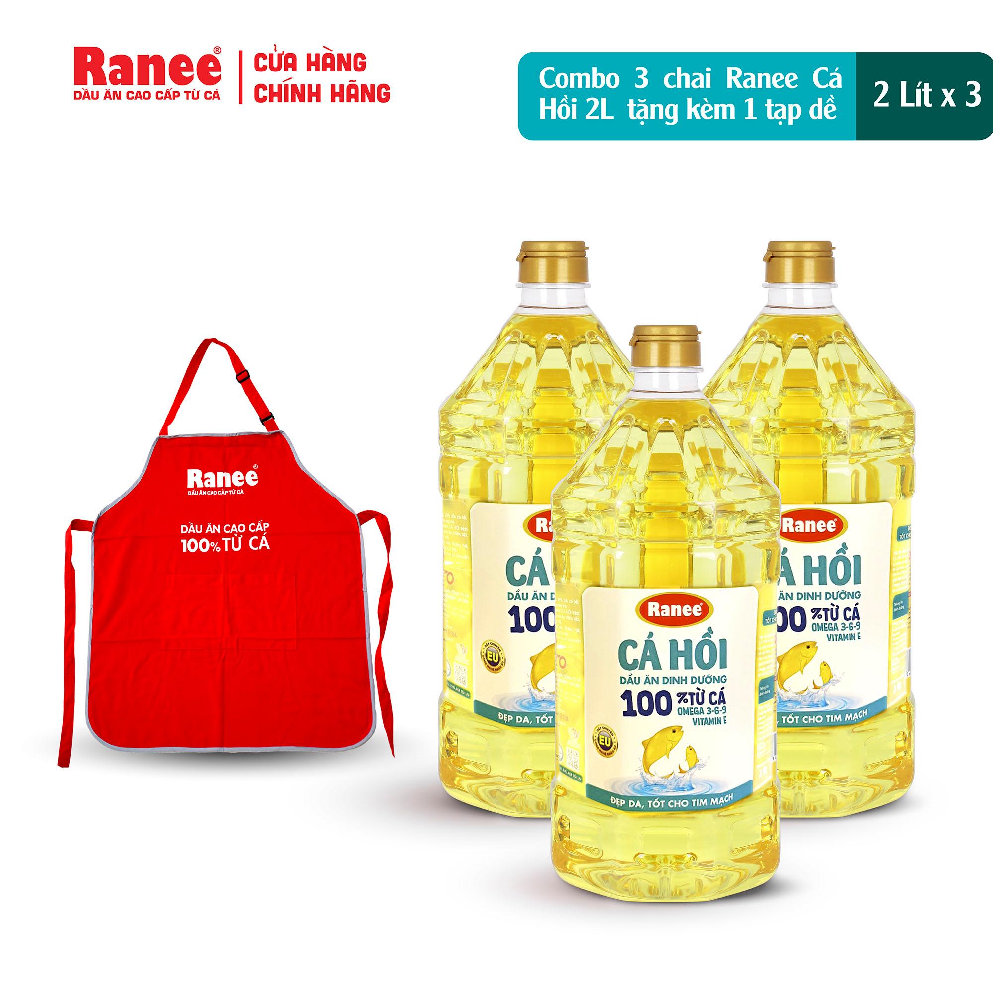 Combo 3 chai Ranee CÁ HỒI 2 lít tặng 1 vá gỗ cao cấp (2 lít x 3 chai)