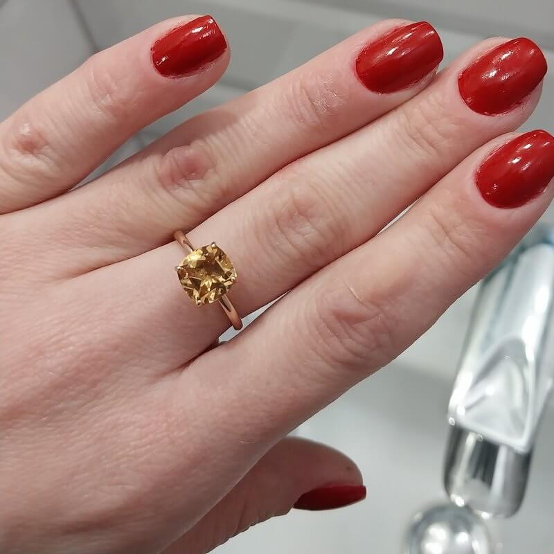 Nhẫn vàng 14KR đính đá chủ Citrine thiên nhiên - MOON Jewelry