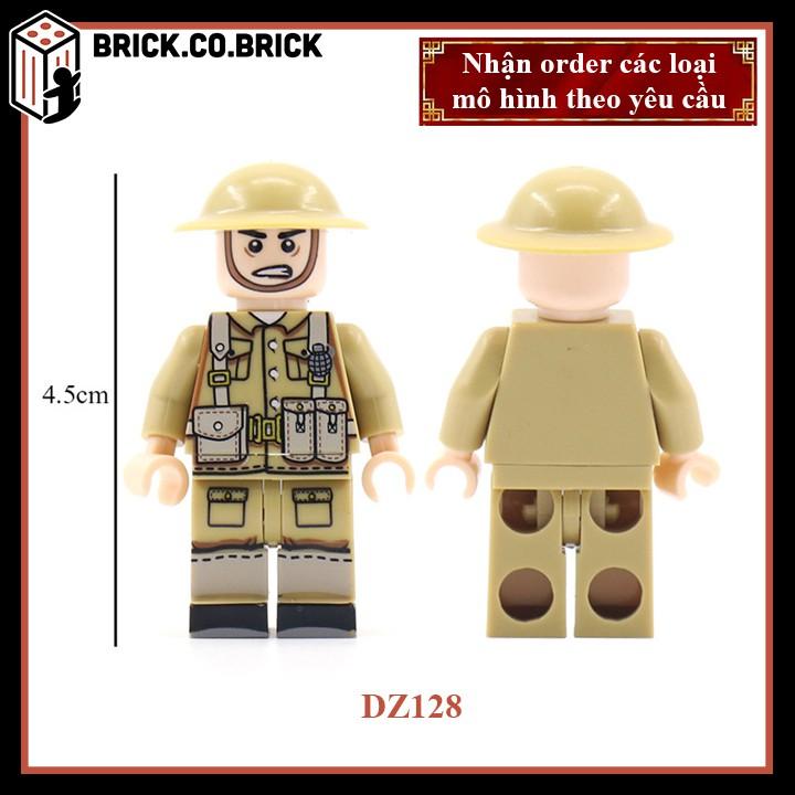 Đồ chơi Lắp ráp minifig MOC Army Auân đội Lính Anh Thế chiến 2 World War DZ128