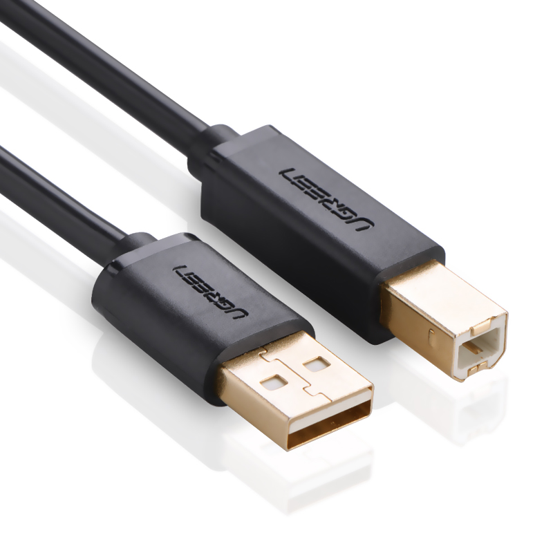 Dây máy in mạ vàng USB 2.0 chuẩn A đực sang chuẩn B đực dài 1.5M UGREEN US135 10350 - Hàng nhập khẩu