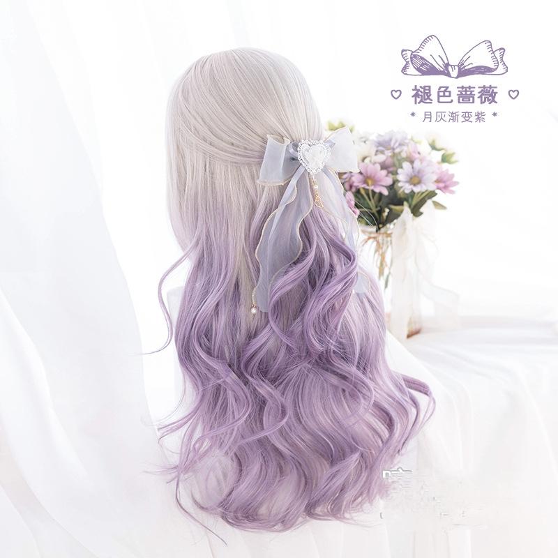 Wig/Tóc giả xoăn ombre cổ tích màu tím ngọt ngào đáng yêu - A59 Nguyên đầu teen/lolita